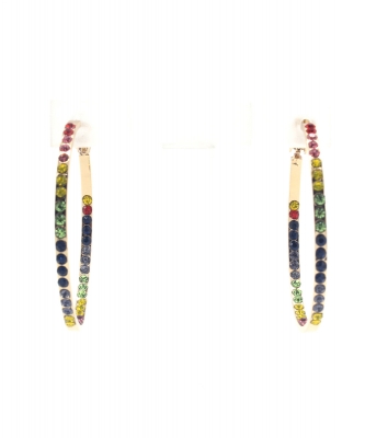 Multi-Color Rhinestone Hoop Earrings EH300011 GOLD MULTI